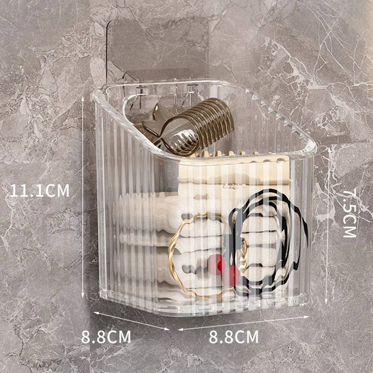 Clear Wall Basket Storage Bins Cabinet Door Organizer Plastic Shower Caddy with Self-Adhesive Hanger for Bathroom Kitchen - transparent small