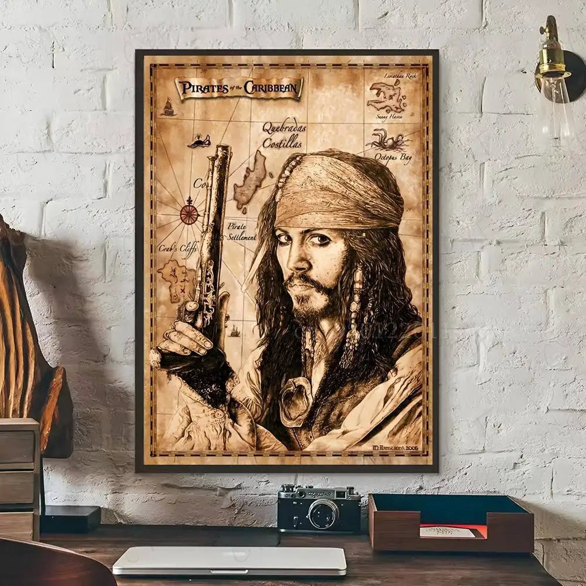 Pirates Of The Caribbean Poster Self-adhesive Art Waterproof Paper Sticker Coffee House Bar Room Wall Decor - z3 | 10x15cm No Frame