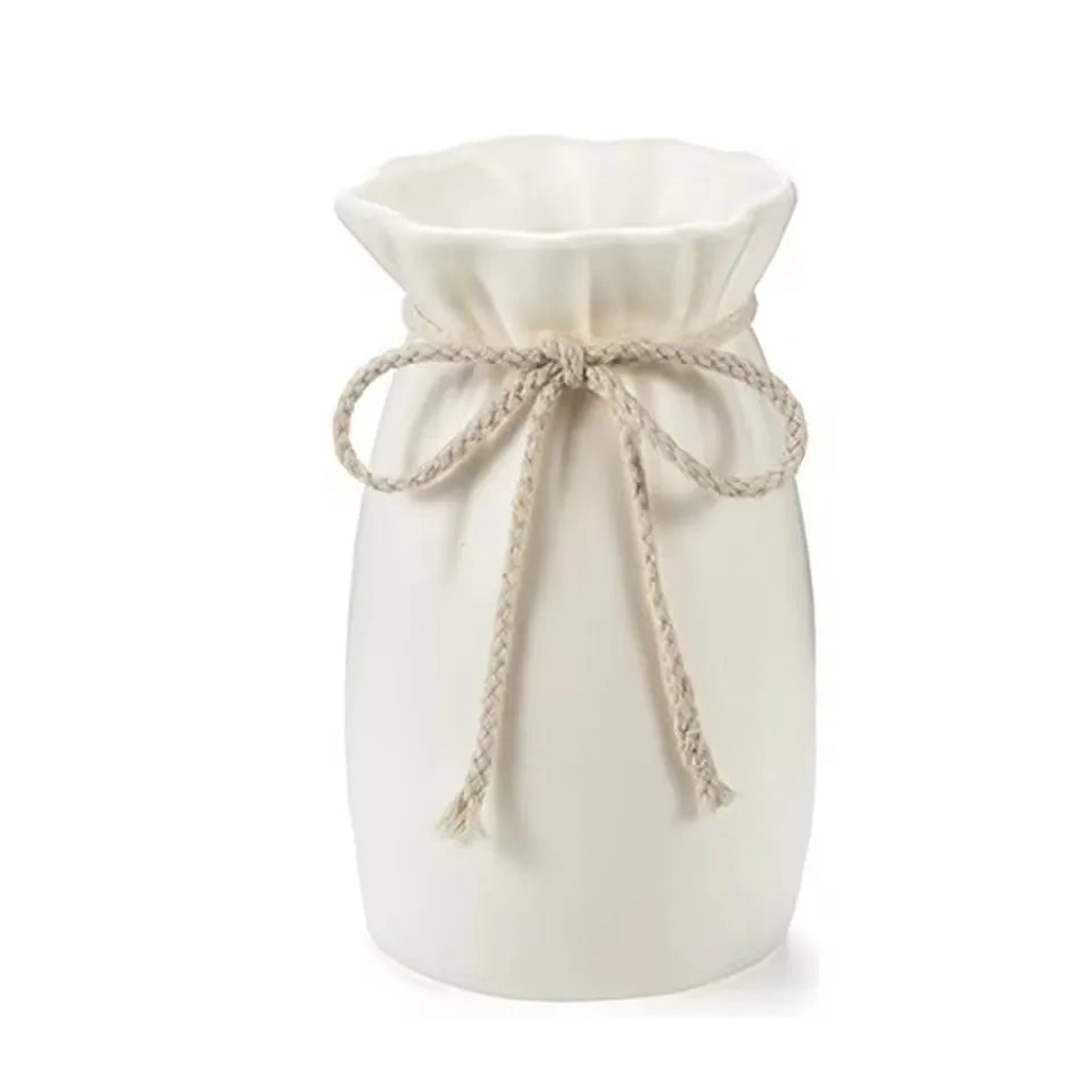 1/3pcs Home White Flower Vase Plastic Bow Design Creative Plant Bottle Desktop Decor Ornament Garden - L
