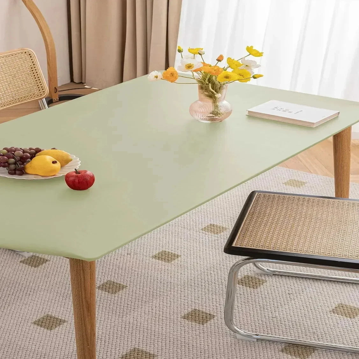 1PC Leather Elastic tablecloth Custom Square Round Table cover Waterproof dinning table cloth Protector Desk mat - green | 70x130cm