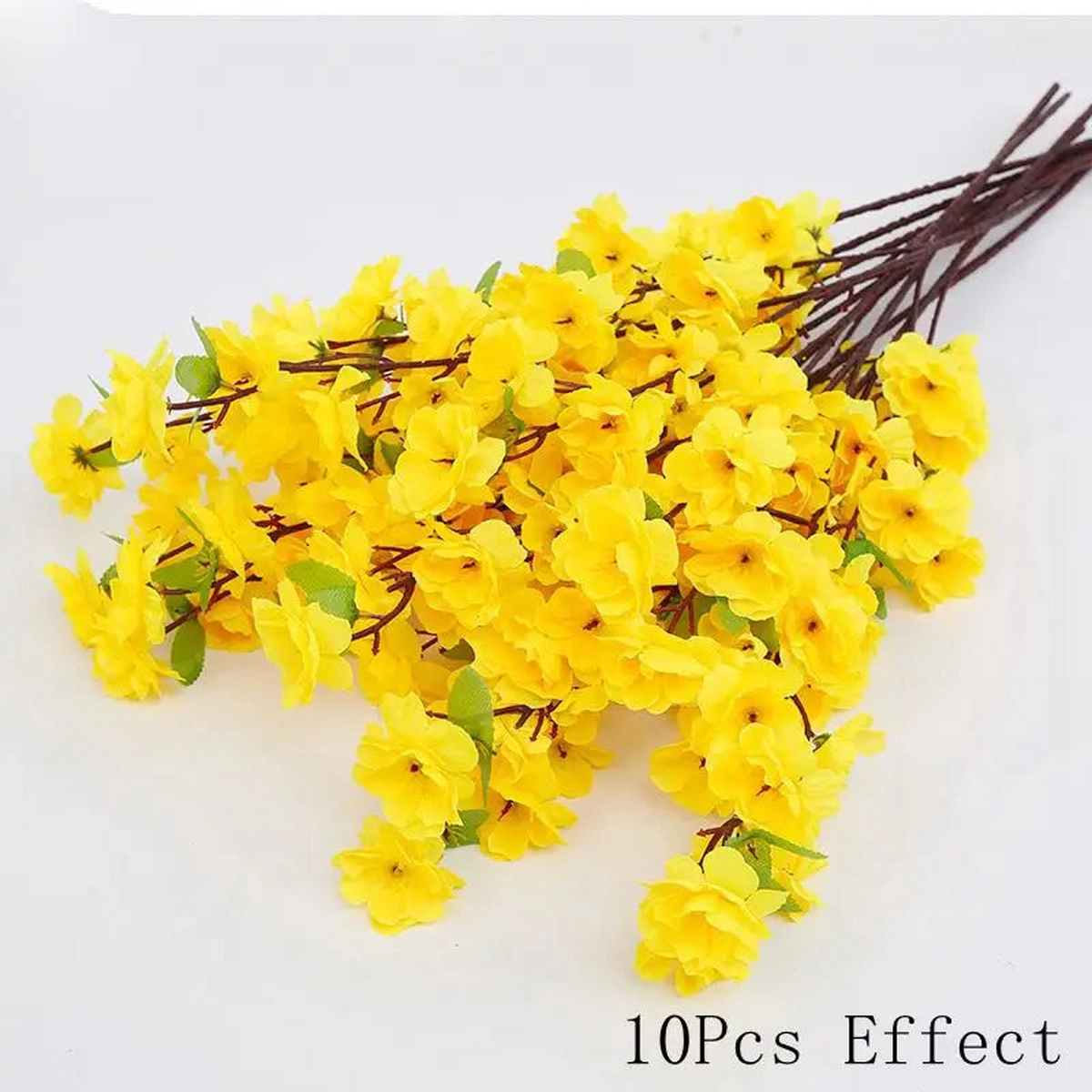Sakura Artificial Flowers Bouquet for Garden Party Wedding Marriage Decoration Home Room Decor Fake Flowers Table Vase Ornament - 63CM Yellow