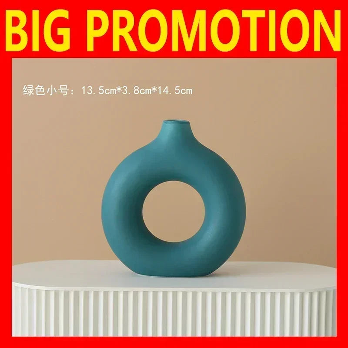 Nordic Vase Circular Hollow Ceramic Flower Vase for Home Living Room Decoration Accessories Interior Office Desktop Decor Gift - TTQ-Green-S