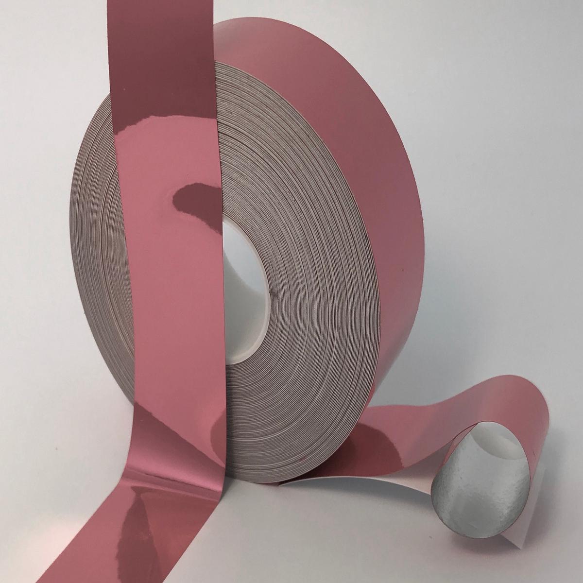 Colored Chrome Tape, 50 Foot rolls of Mirror-like Metallic Sticky Plastic - 3/4 inch x 50 feet | Rose Gold