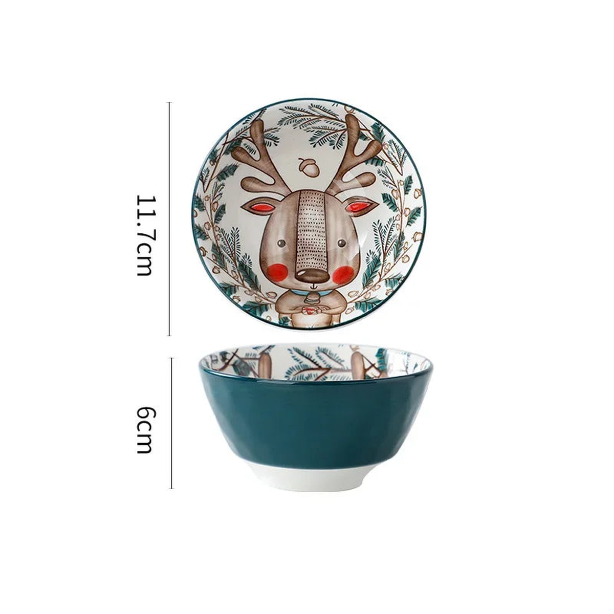 Cartoon Forest Animals theme Bakeware Underglaze Ceramic Single Bowl Baking Pan Salad Plate Household Kitchen Supplies Tableware - 4.5in dark blue