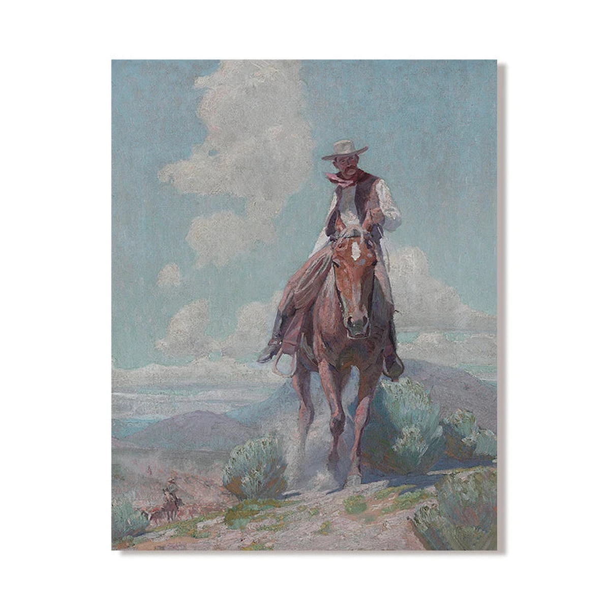 Vintage Cowboy Portrait Oil Painting Canvas Poster Rustic Western Wall Art Prints Southwest Horse Rider Pictures Farmhouse Decor - EPB22027 | A3 30x42 cm No Frame