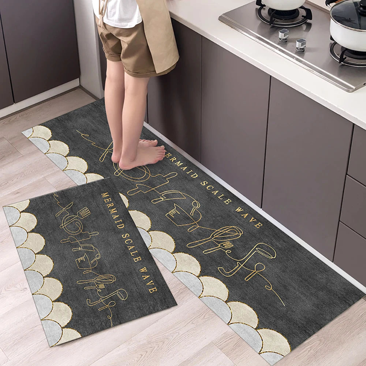 Non-slip Kitchen Mat Long Rugs Crystal Velvet Carpet for Living Room Absorbent Foot Mats Bedroom Doormat Alfombra Small Rugs - QYSC-297 | 50cmx160cm 1pc