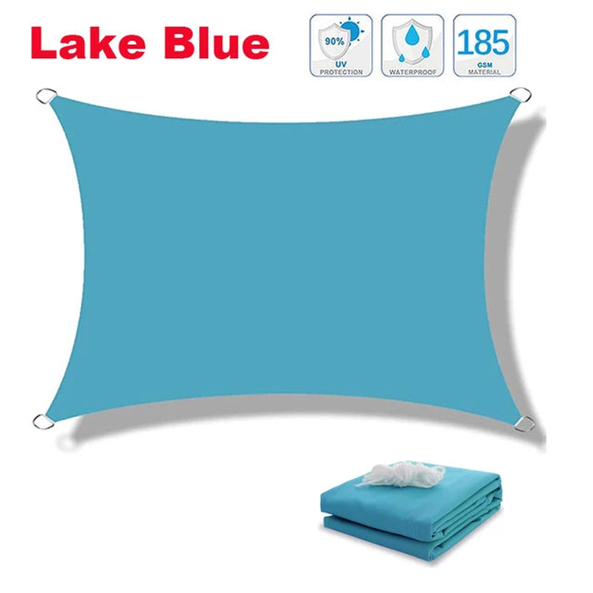 Waterproof sunshade sail shed rectangular UV blocking sunshade shed outdoor garden terrace sunshade canopy - Lake Blue | 300x500cm