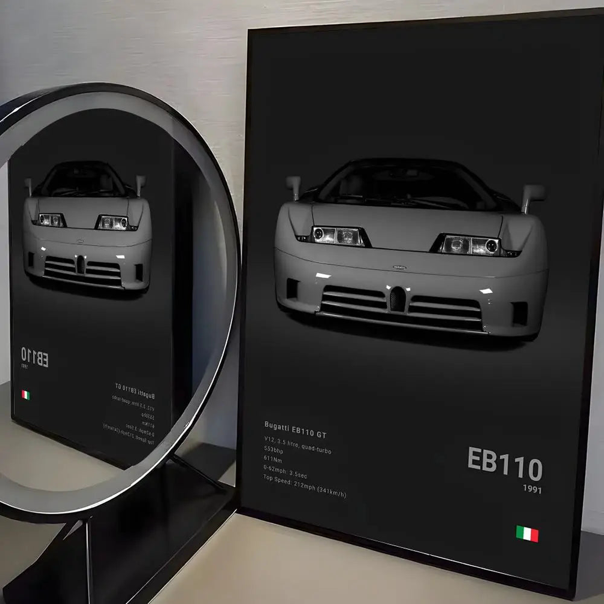 Black Cool Supercar B-Bugatti V-Veyron Poster Room Wall Art Decor Waterproof Stickers For Home Bar Bedroom Decoration - Black4 | 15X20cmNoframe