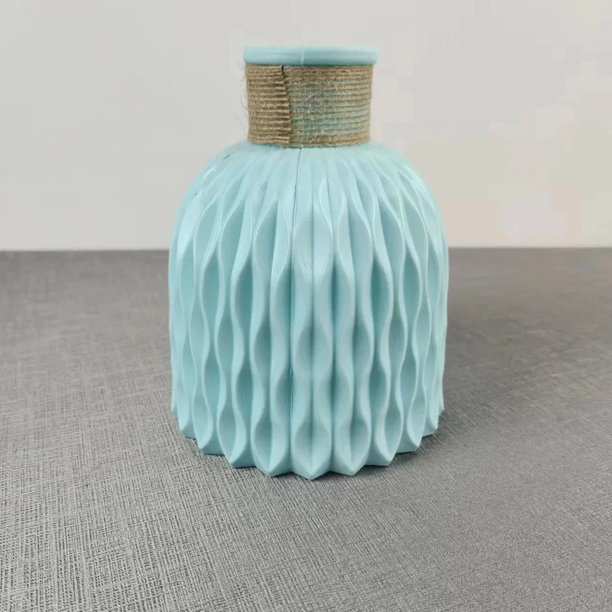 Nordic Flower Vase Imitation Ceramic Plastic Flower Vase Pot Home Living Room Desktop Decoration Wedding Birthday Decoration - D Green