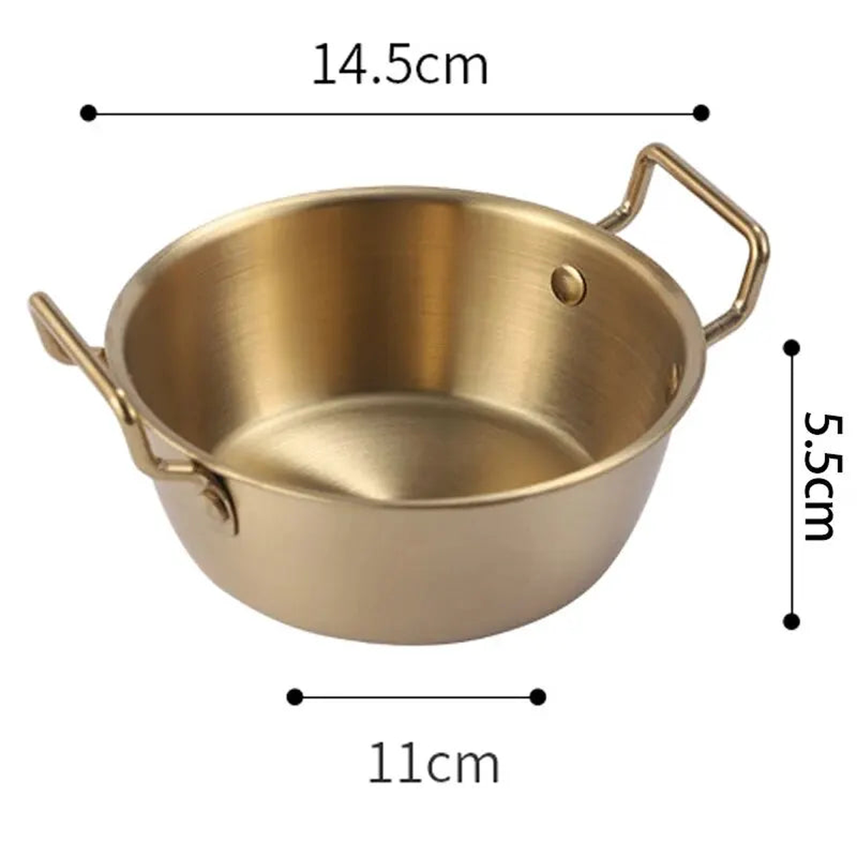 1pc 304 Stainless Steel Golden Instant Noodle Bowl Korean Rice Wine Bowl With Handle Salad Snack and French Fry Bowl - 1pc 14.5cm