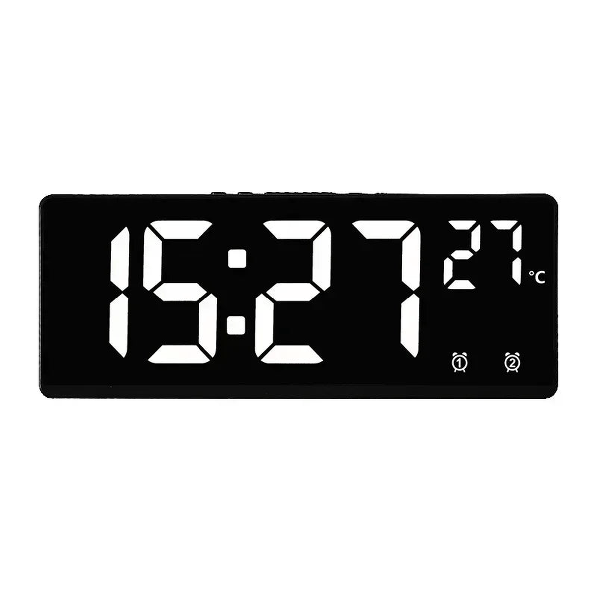 Voice Control Digital Alarm Clock Temperature Dual Alarm Snooze Desktop Table Clock Night Mode 12/24H LED Clock Watch Desk - White1
