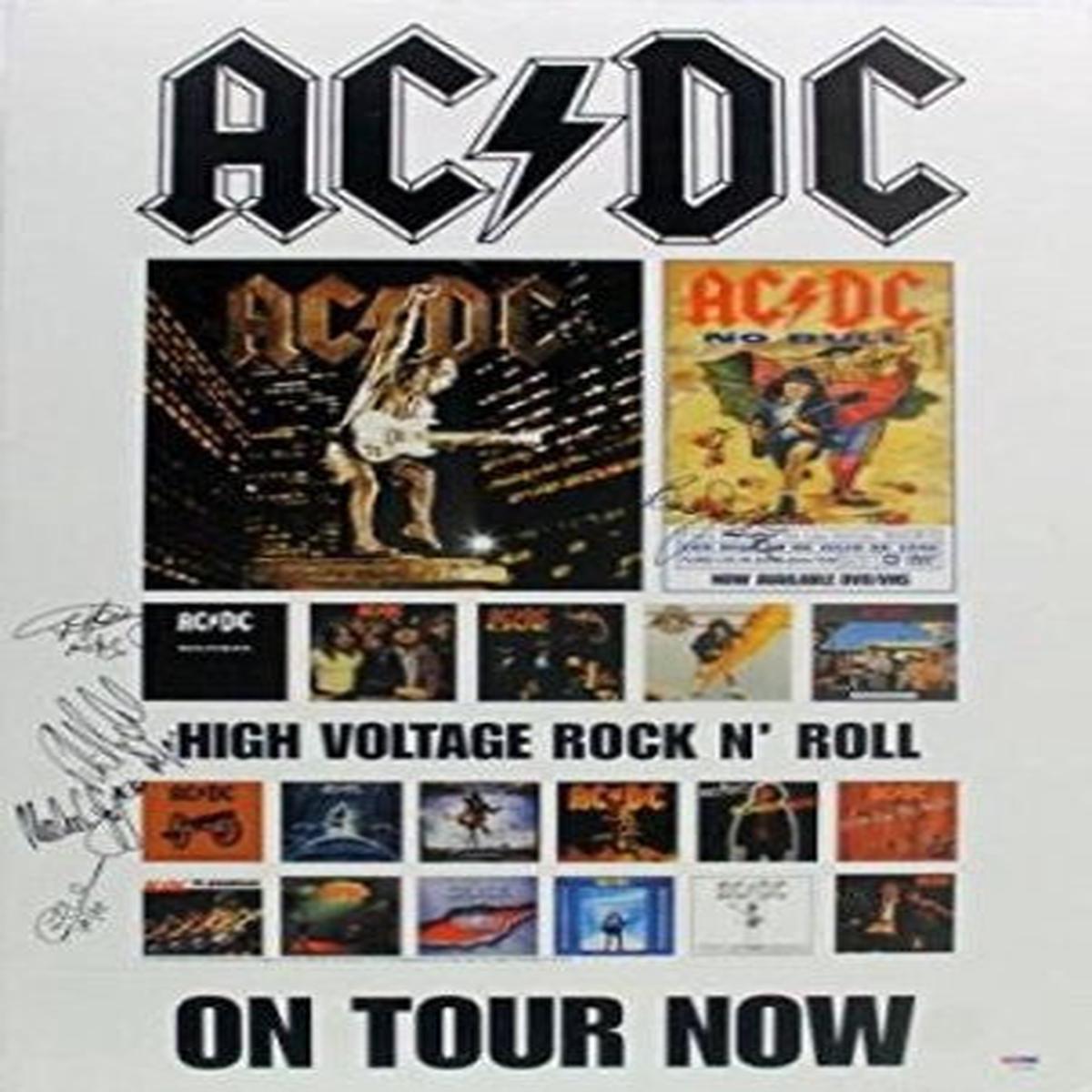 Autographed AC/DC Photo - Ac dc 5 Angus Johnson +1 18x27 Poster #v10745 - PSA/DNA Certified - Autographed NFL Photos