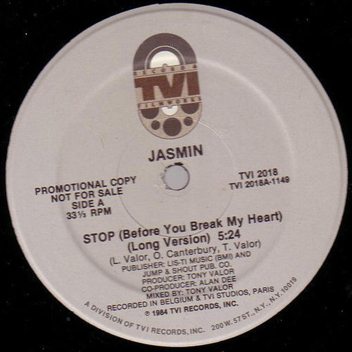 Jasmin (15) - Stop (Before You Break My Heart) (12", Promo) (VG+)