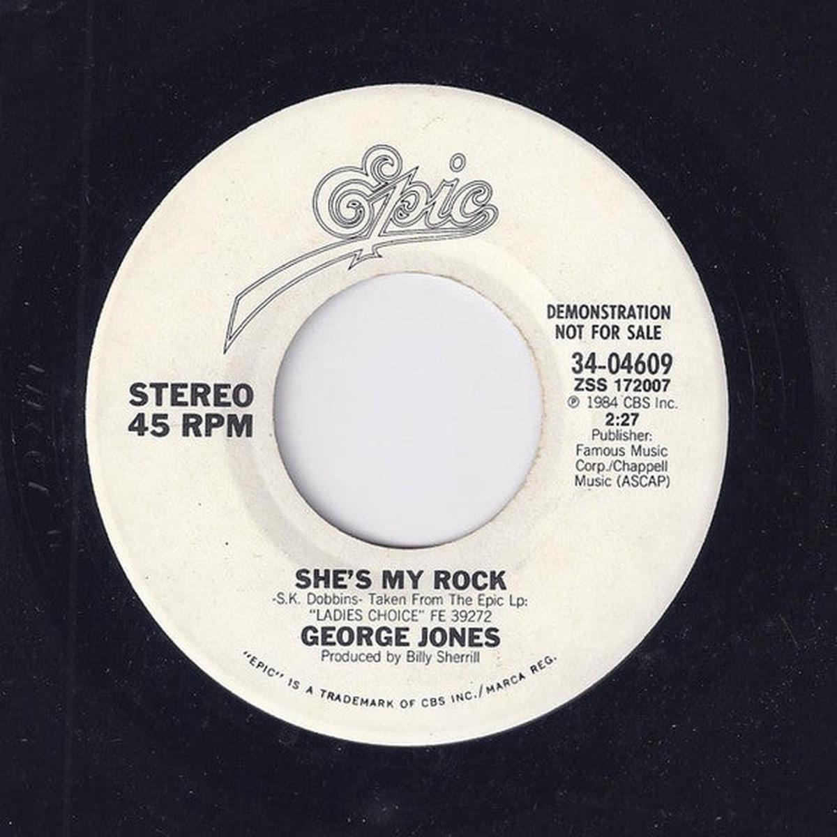 George Jones (2) - She's My Rock (7", Single, Promo, W/Lbl) (NM or M-)