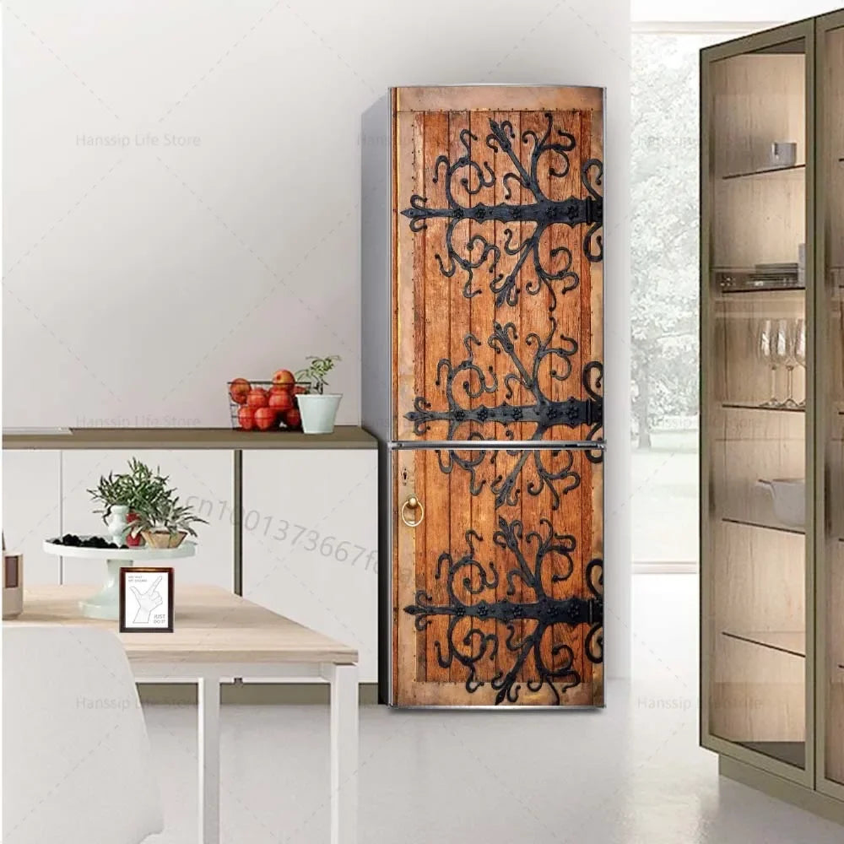 Red Wine Glass Mural Refrigerator Door Art Mural Sticker, Peel and Stick Phone Booth Coffee Wallpaper for Fridge Door Decals - 17 | 50x150cm