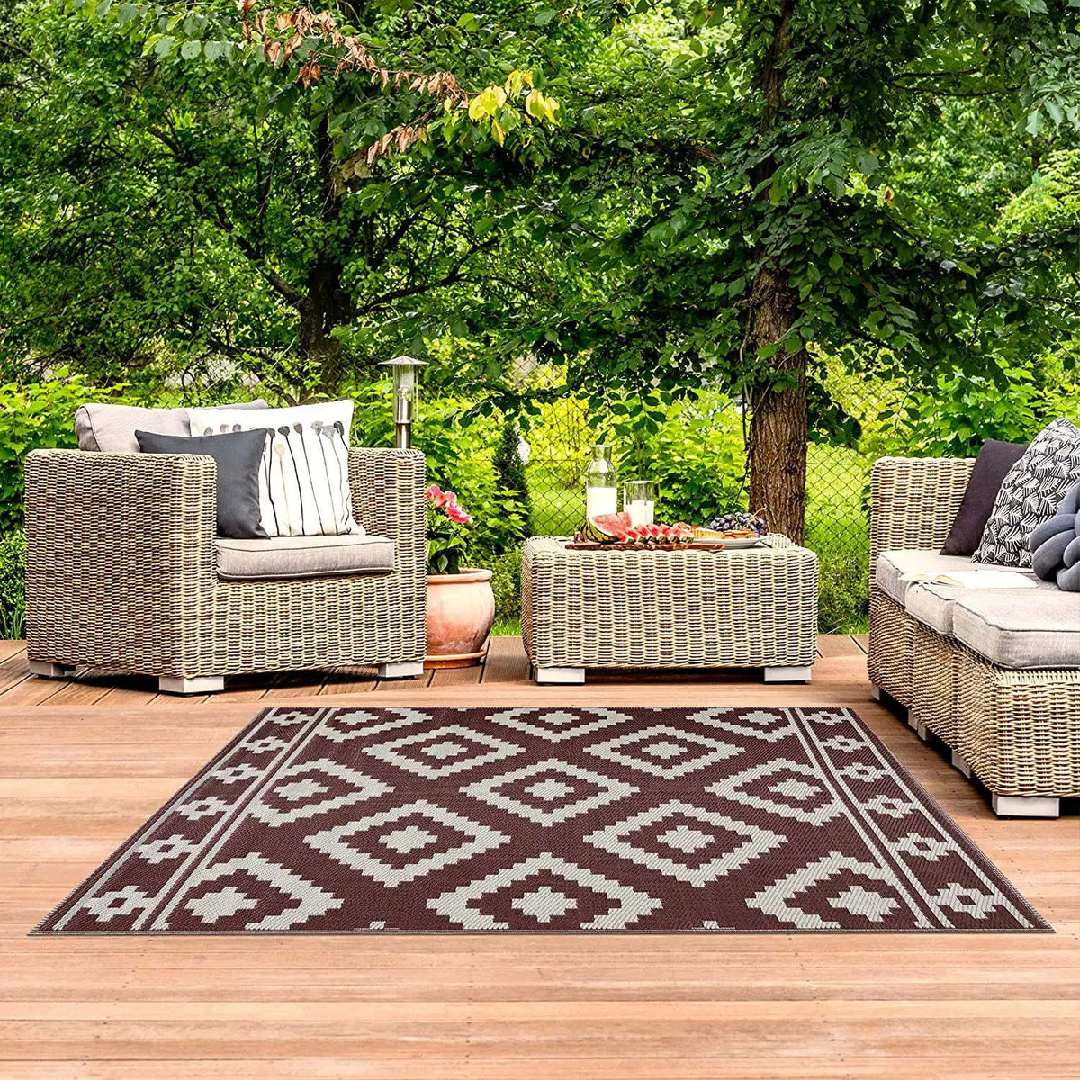 VIKAMA Outdoor Rugs for Garden Patio Waterproof Indoor Outdoor Area Carpet Mat for Camper Balcony Backyard Deck Home Decoration - FSJRHW1-4 | 80X180CM(2.6X5.9FT