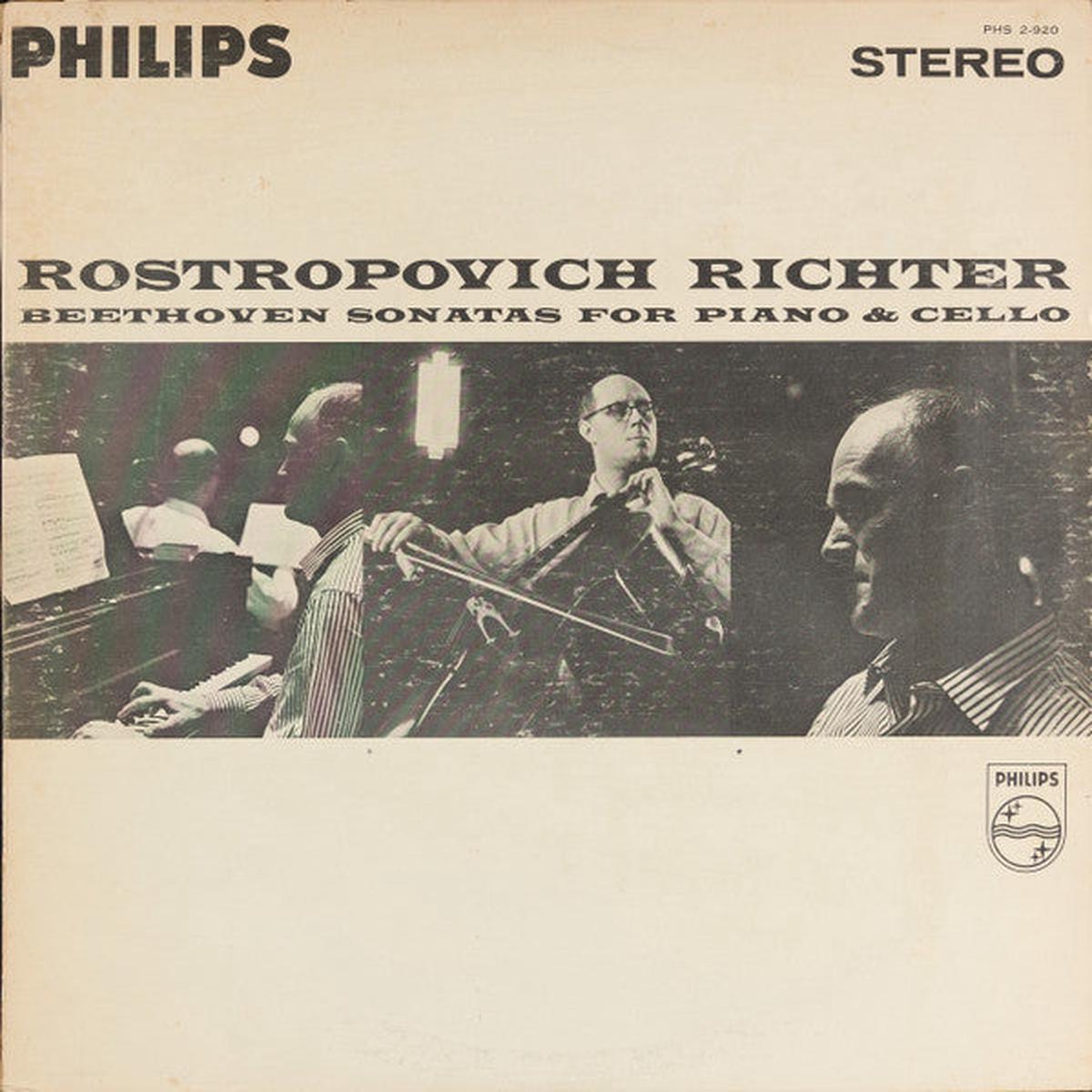 Mstislav Rostropovich, Sviatoslav Richter, Beethoven* - Sonatas For Piano & Cello (2xLP, RP, Gat) (NM or M-)