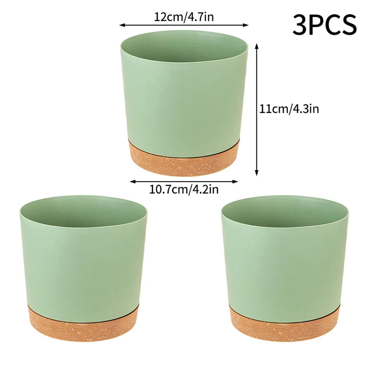3PCS Plant Pot Planters Succulents Pots for Plants Flowerpots with Tray Thickened Plastic Garden Pots Garden Accessories - Green 3PCS | as picture