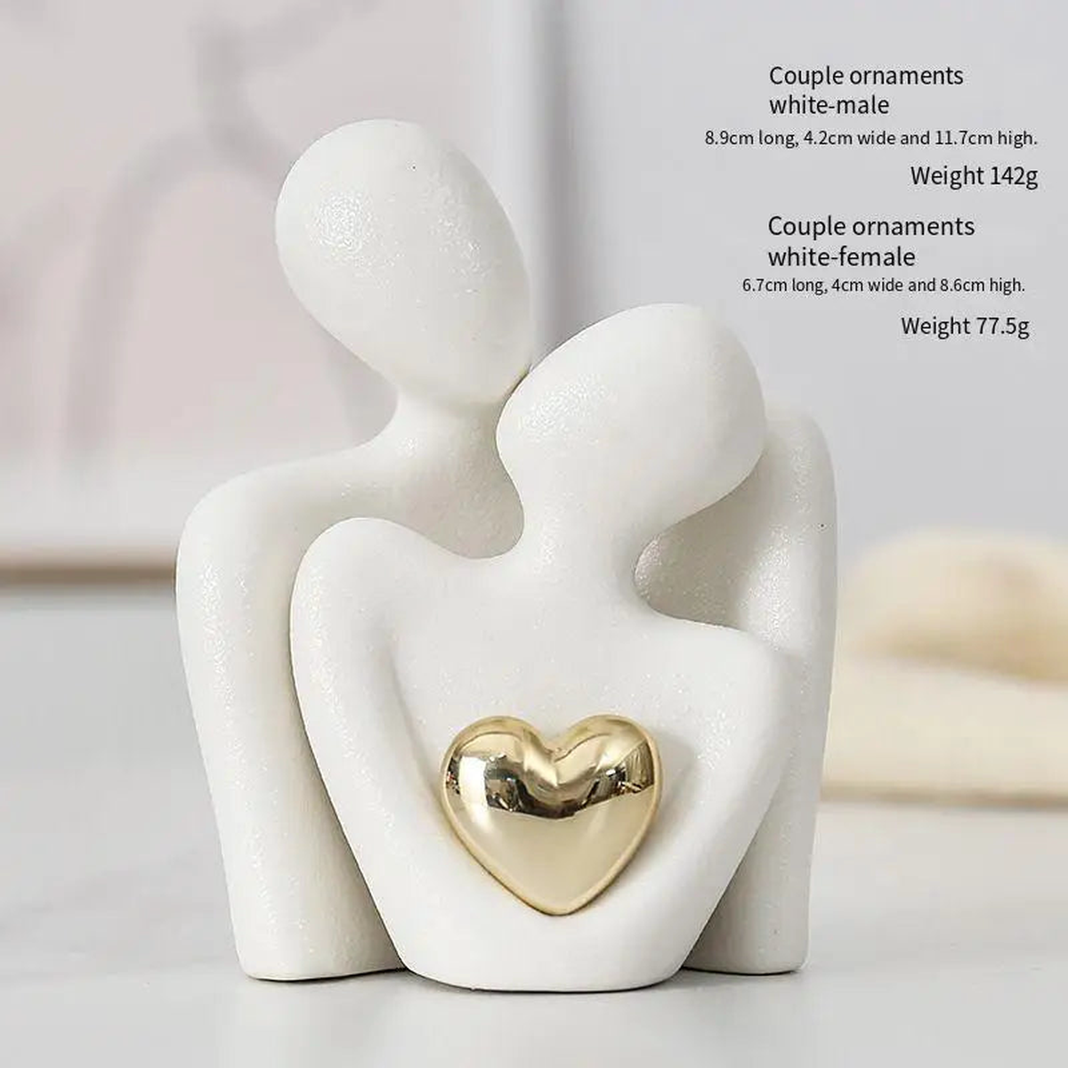Couple Hugging Figurine Ceramic Couple Statue Abstract Modern Sculpture Love Figurines Art Craft Couple Home Accents - White 12CM 1