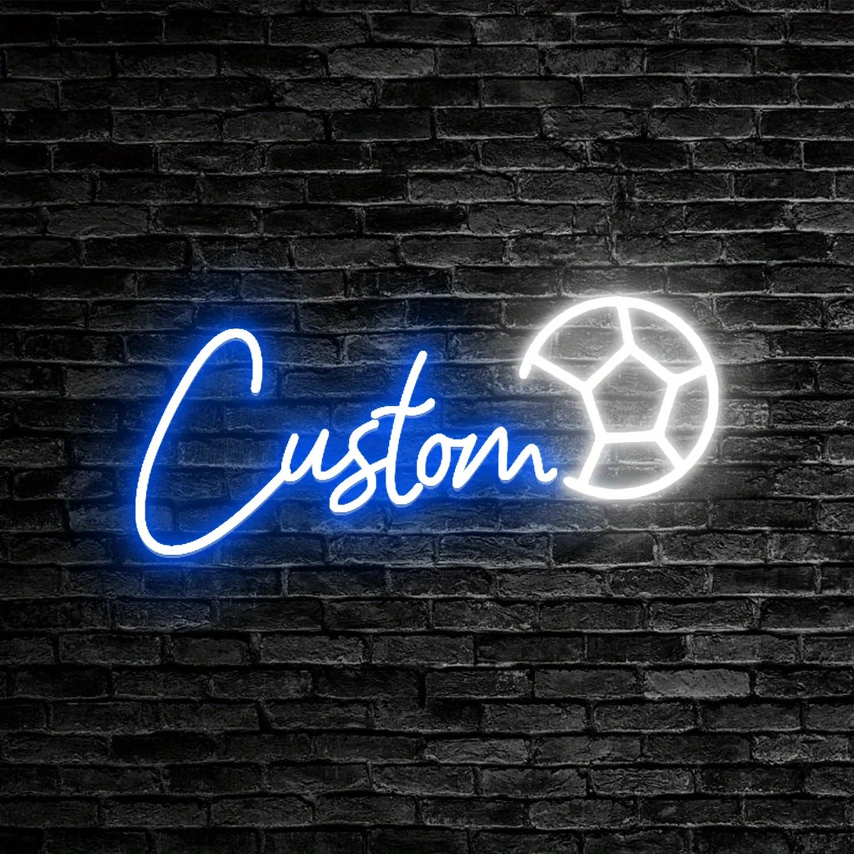Custom USB-Powered Soccer Ball Neon Sign football Wall Decor for Birthdays Living Rooms & Bedrooms Perfect Gift for Sports Fans - Dark Blue | 45cm 7 letter