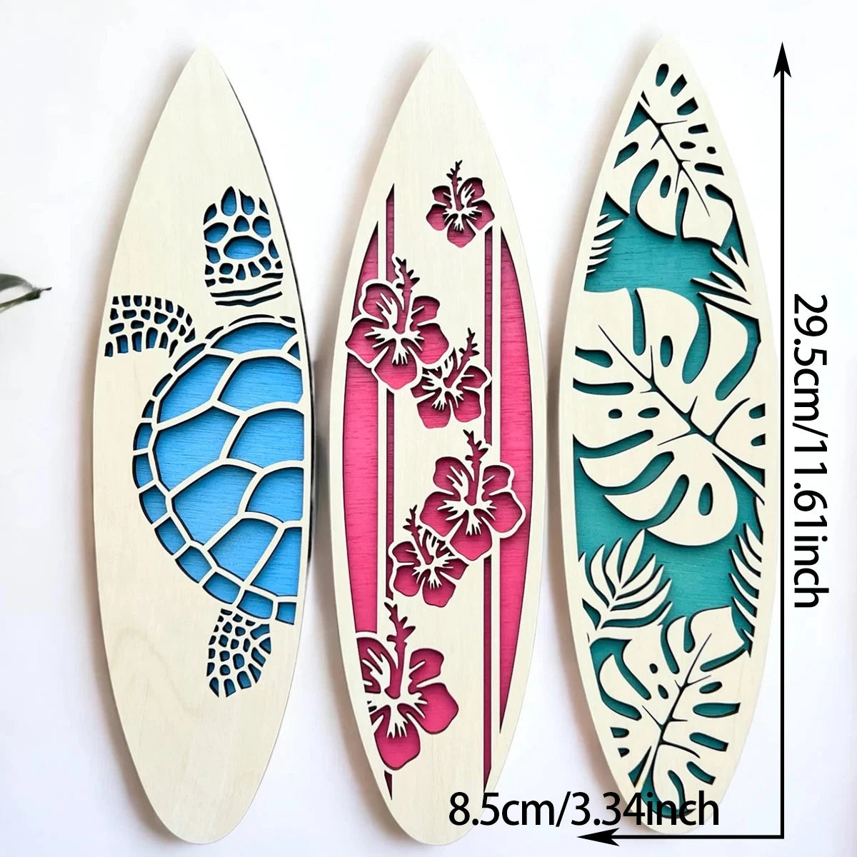 3 Pcs Wooden Beach Surfboard Wall Hanging Sign Decor Summer Themed Hawaiian Bedroom Home Decorations Room Decors Aesthetic Gifts - 3pcs MS10801