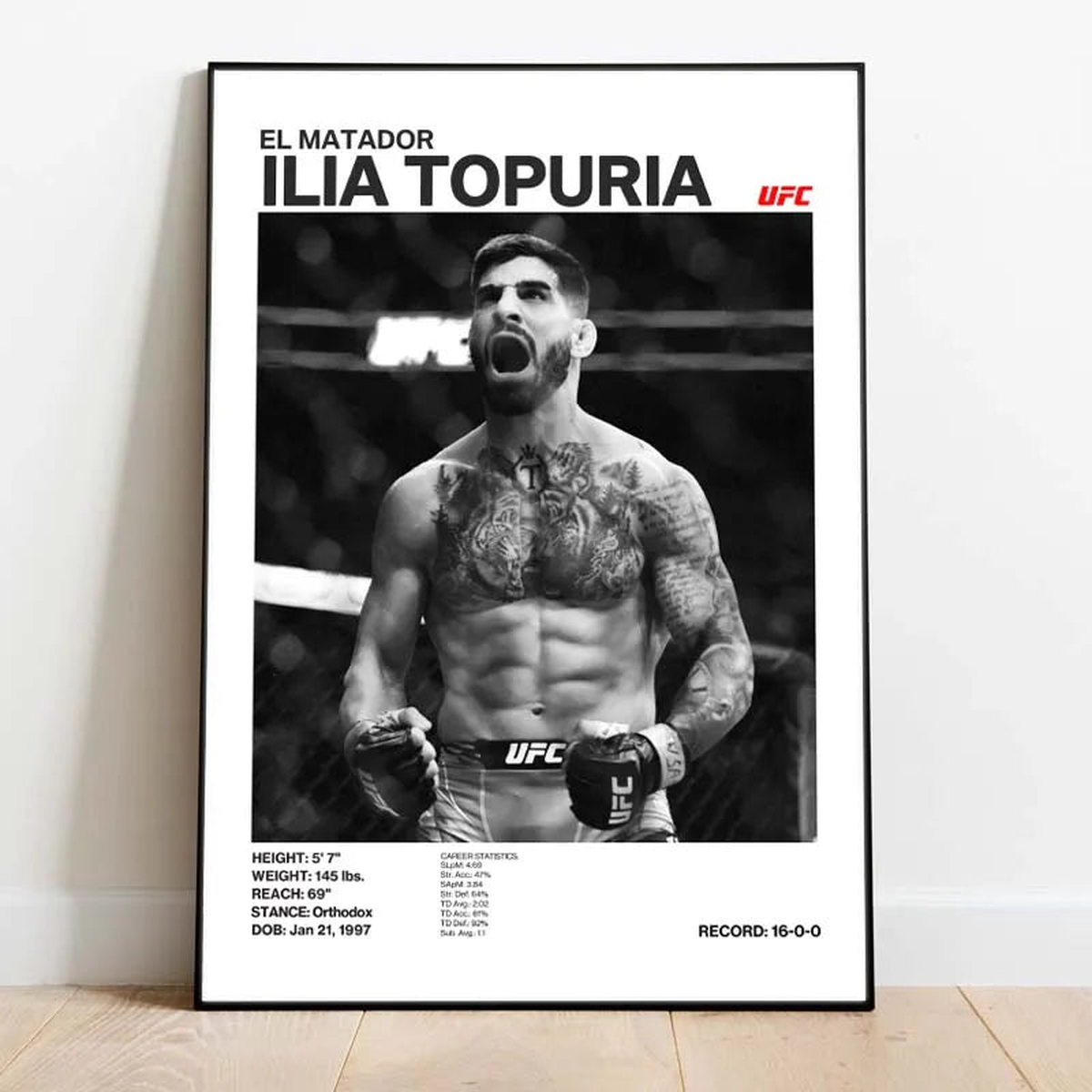 Black and White Boxing Legends ILIA TOPURIA Canvas Poster Boxing Fighting Canvas Print Painting Wall Decor for Gym Home Decor - 2 | 40x50cm No Frame