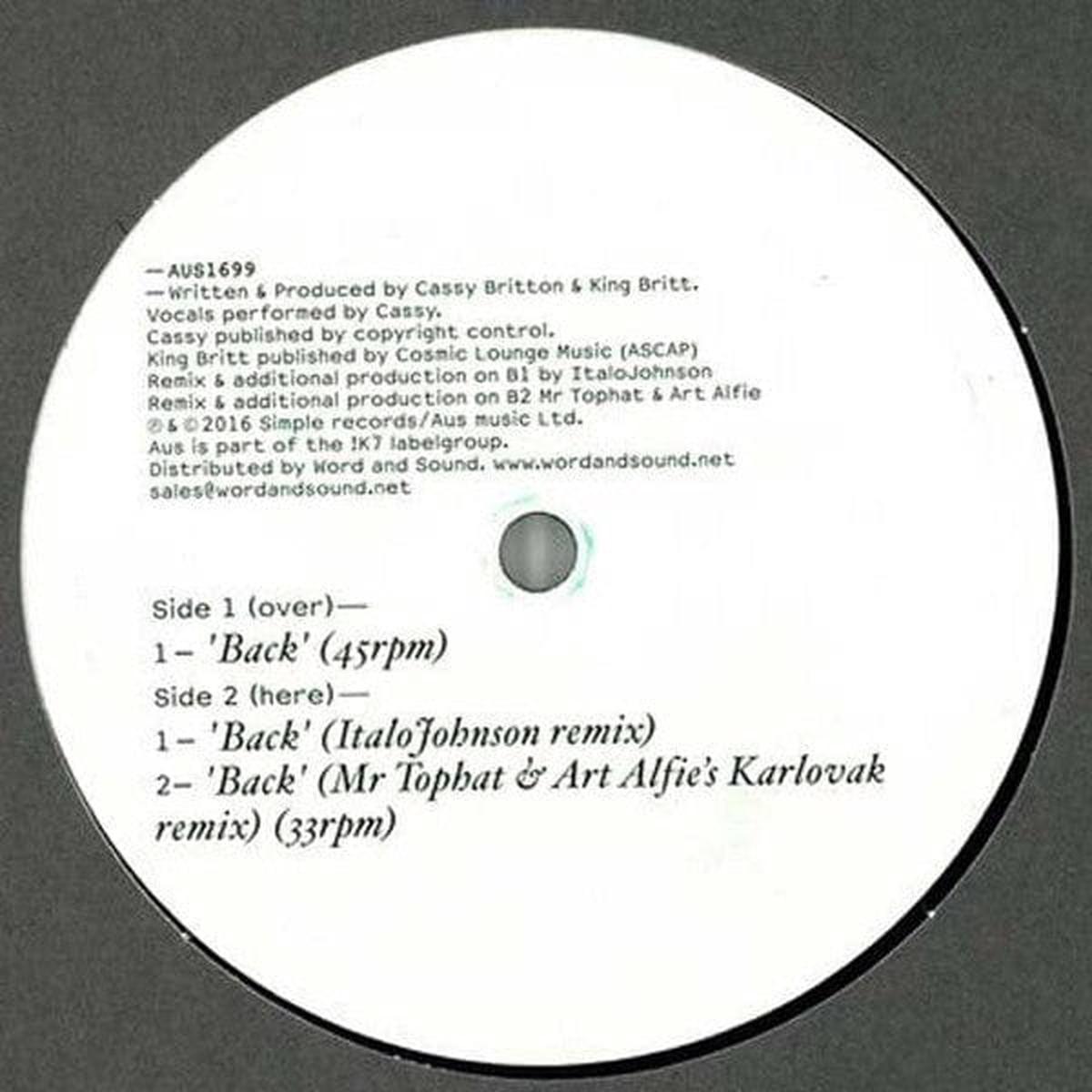 Cassy - Back EP (12")