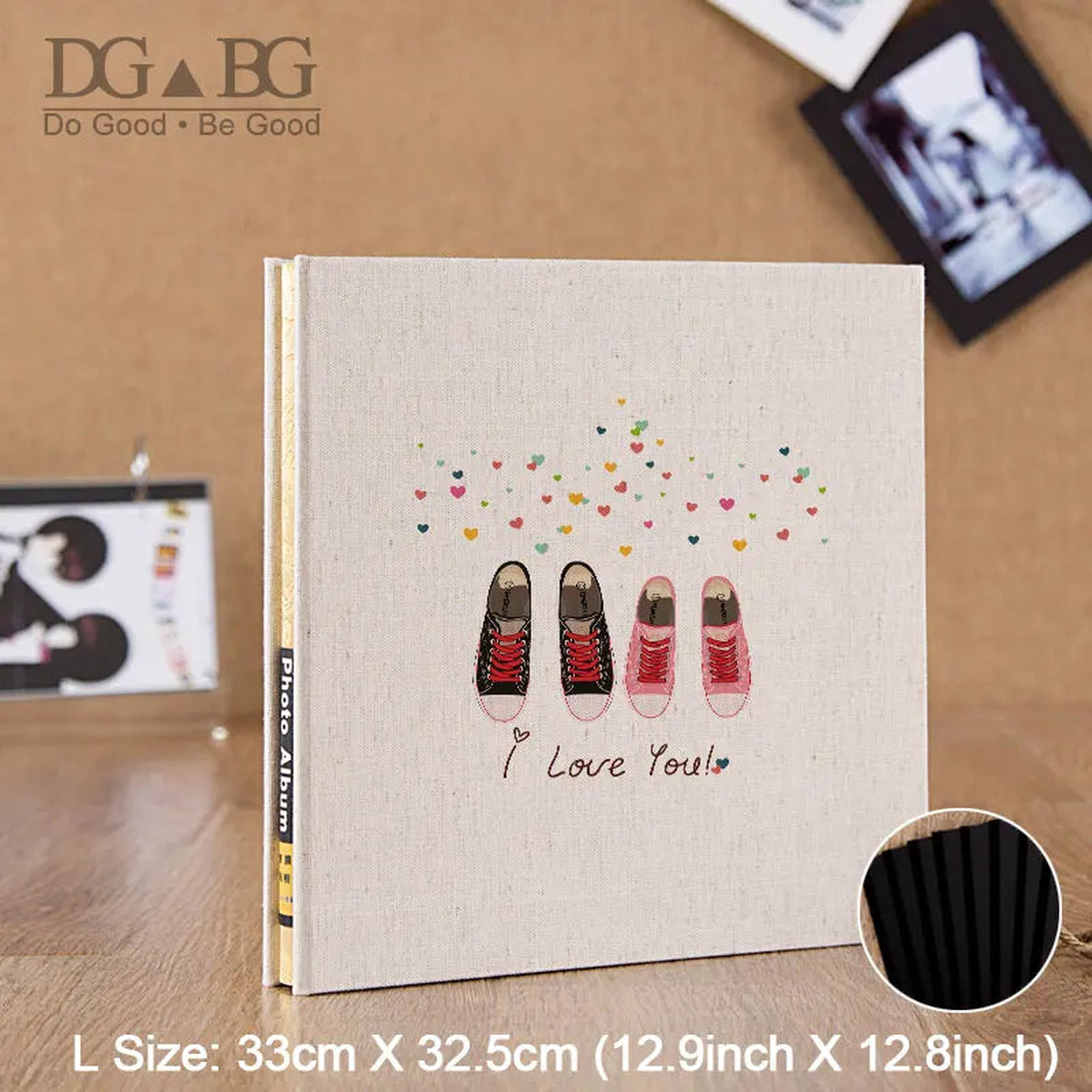 Albums Photo Linen Cover Self Adhesive Large For Pictures Transparent White Paper Scrapbook Photocard Album Scrapbooking 20Sheet - 18 black inside page