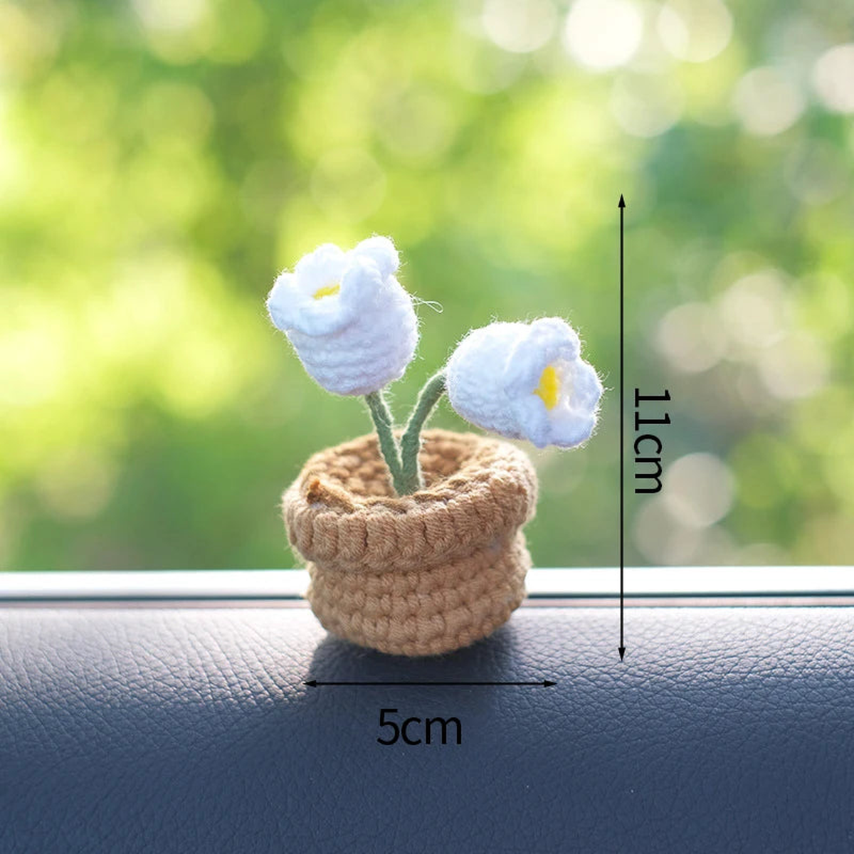 Crochet Flowers Artificial Tulip Potted Finished Hand Woven Plants Knitted Sunflower Wedding Gift for Guests Home Decoration - D6