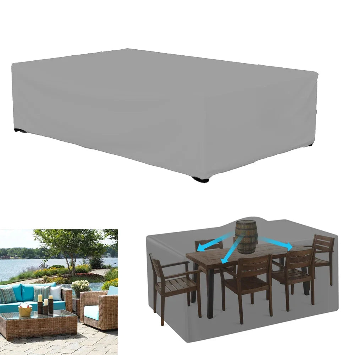 Terrace Patio Furniture Cover Waterproof 210d Furniture Cover, Suitable For Outdoor Sofa Set - silver | 123X61X72cm