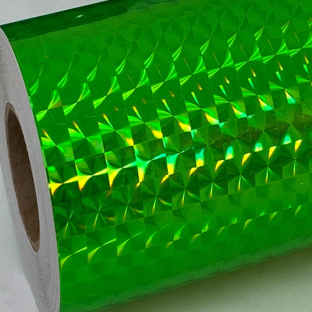 Wider Width Rolls of Prism Tape, Holographic 1/4" Mosaic, Iridescent Tape. - 2 inch x 25 feet | fluorescent green