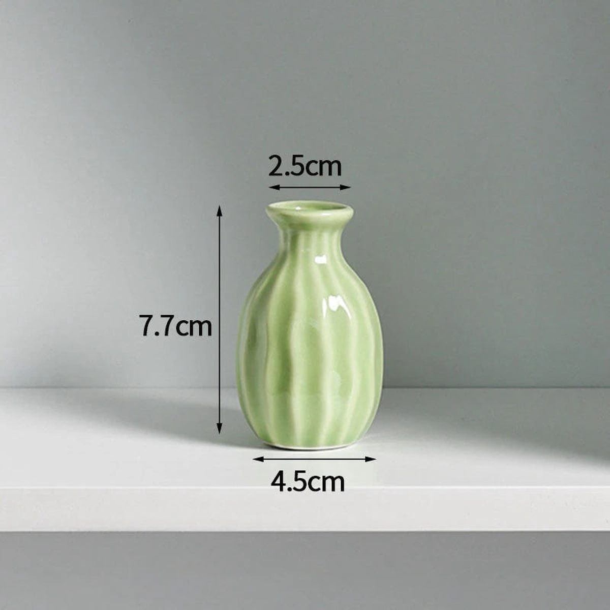 Mini Ceramic Glaze Vase Multi Colored Vasen Ornaments Hydroponic Desktop Flower Pot Bathroom Fragrance Bottle Decoration - Green-0048