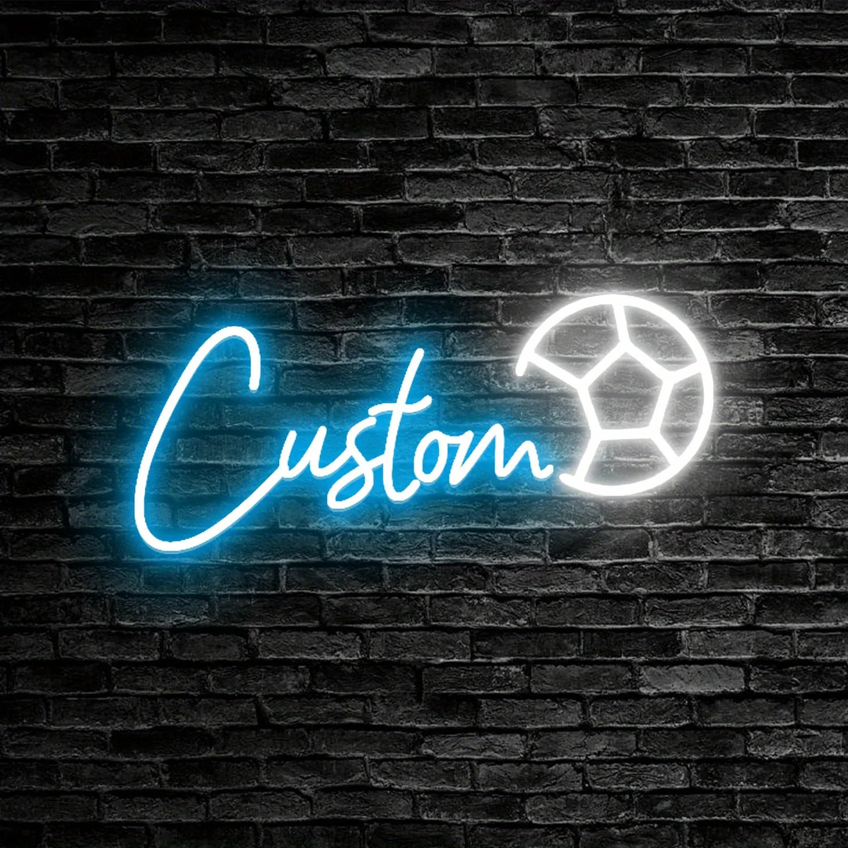 Custom USB-Powered Soccer Ball Neon Sign football Wall Decor for Birthdays Living Rooms & Bedrooms Perfect Gift for Sports Fans - Ice Blue | 55cm 9 letter