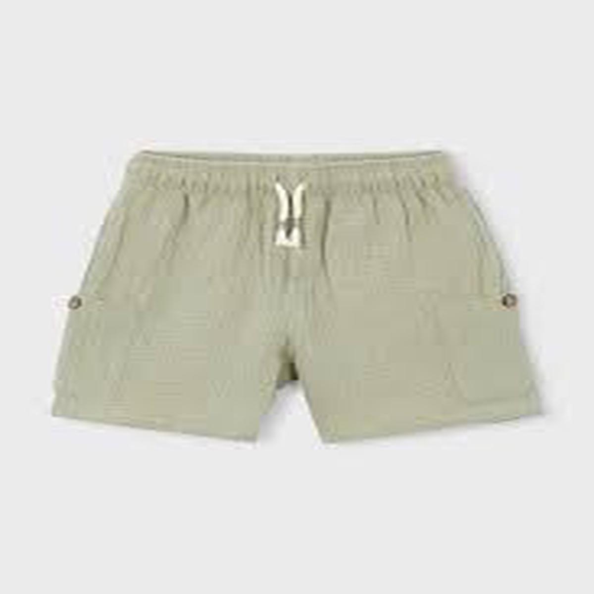 Green Muslin Cargo Shorts - 7