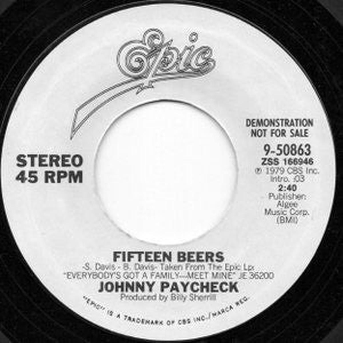 Johnny Paycheck - Fifteen Beers (7", Single, Promo) (NM or M-)
