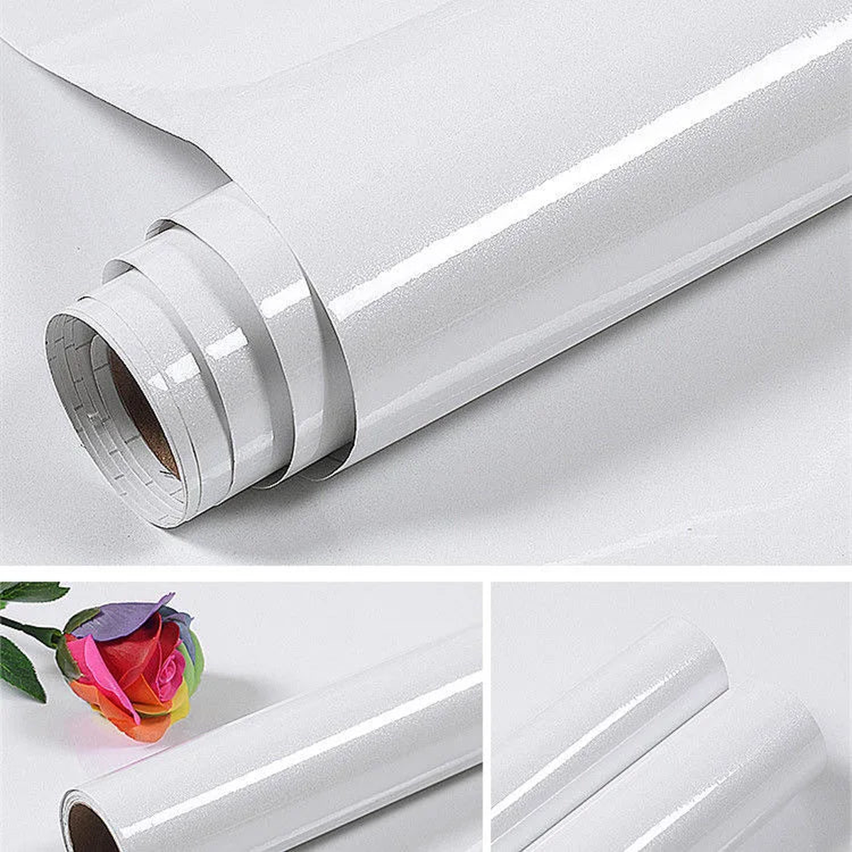 80cm Marble Vinyl Film Self Adhesive Wallpaper for Bathroom Kitchen Ambry Paper Livingroom Furniture PVC Waterproof Wall Sticker - pearl white | 10mx60cm
