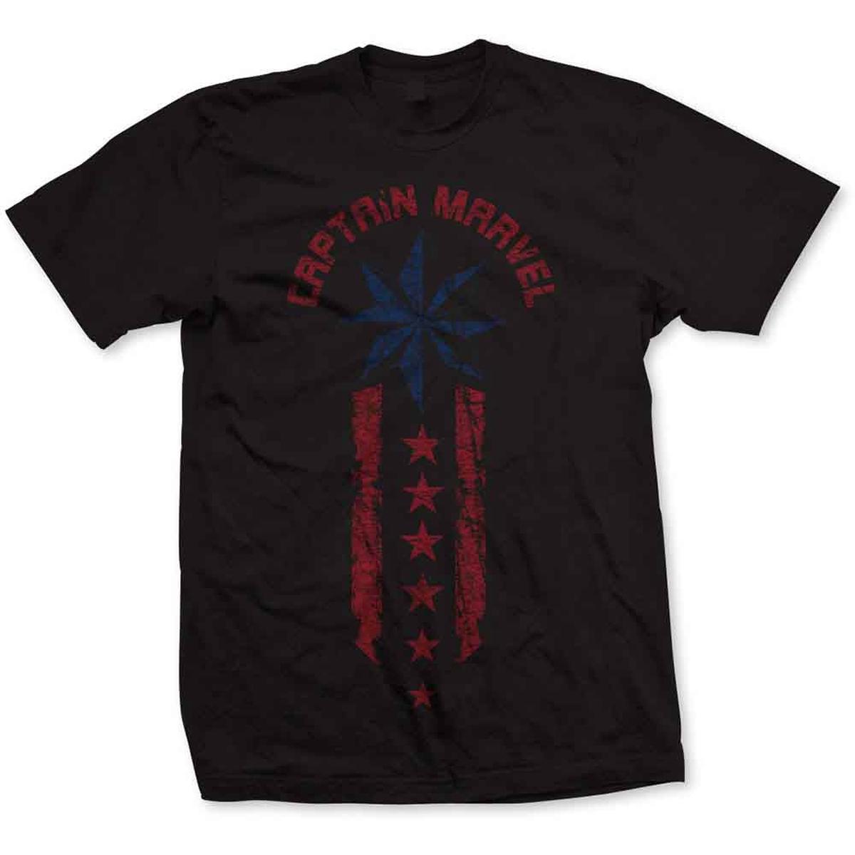 Marvel Comics Captain Marvel Star Stripe - Black | XL