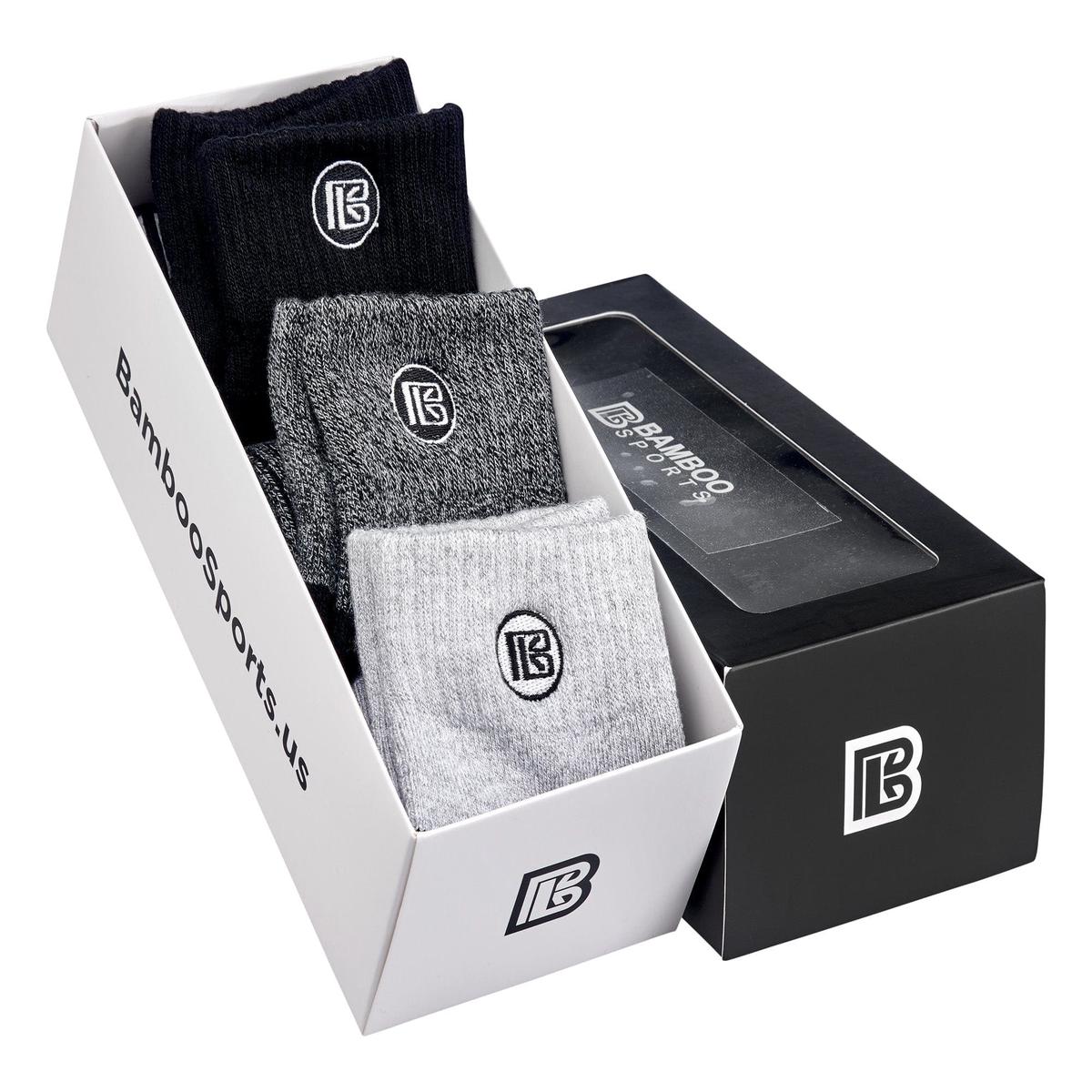 Premium Bamboo Rayon Quarter High Crew Socks - Assorted Gift Box | Extra Large | 3 Pack