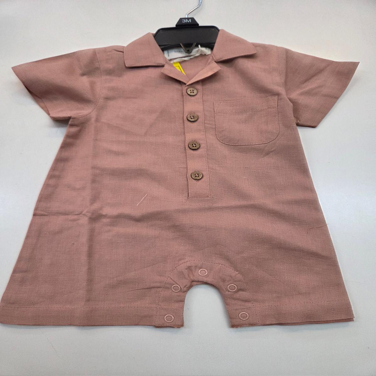 Clay Organic Collared Romper - 6/12 month